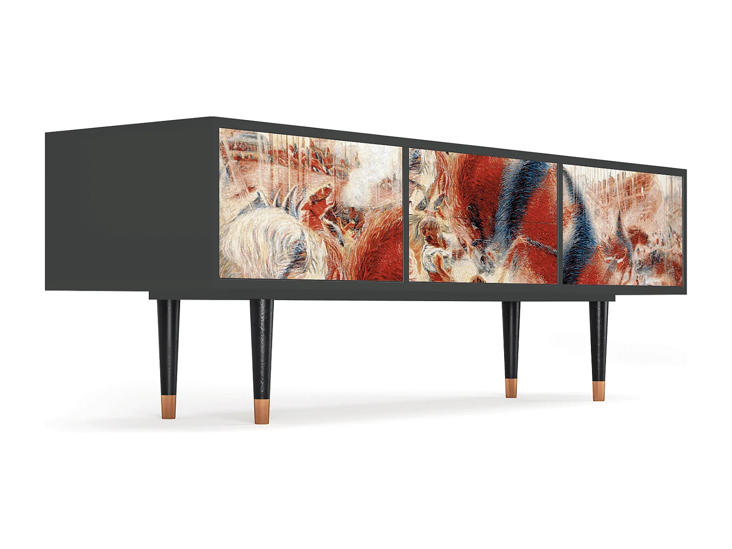 Szafka RTV - 170х59х48 cm - T4 - The City Rises, Antracyt