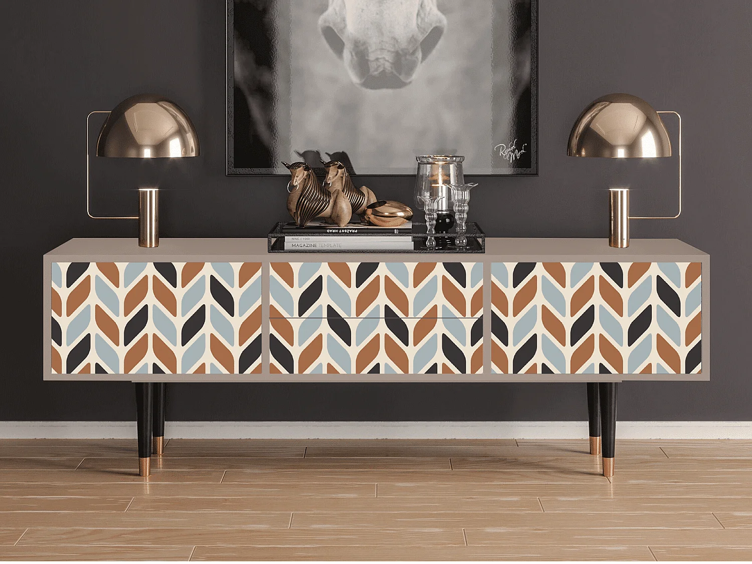 TV-Möbel - 170х59х48 cm - T4 - Beige Laure, Latte