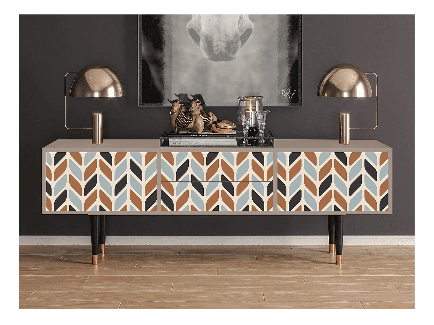 Meuble TV - 170х59х48 cm - T4 - Beige Laure, Latte