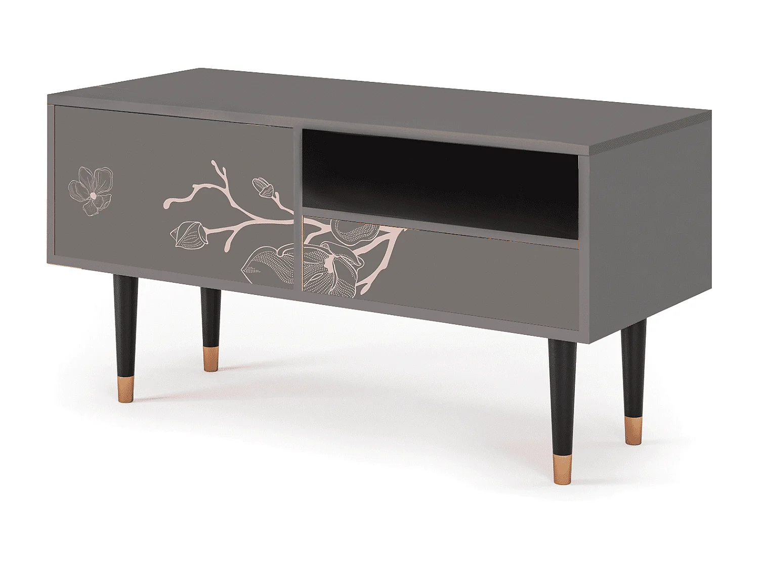 Mobile TV - 115х59х48 cm - T3 - Cherry Blossom, Grigio