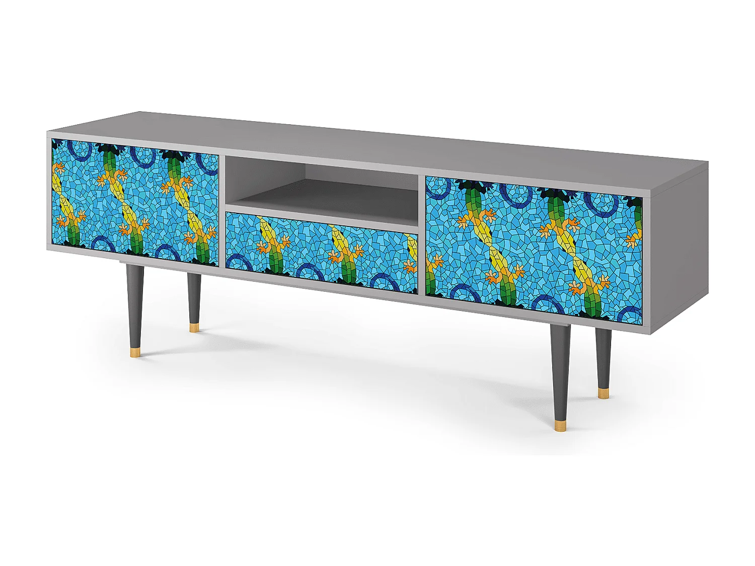 Meuble TV - 170х59х41 cm - T6 - Gaudi's Lizard, Gris