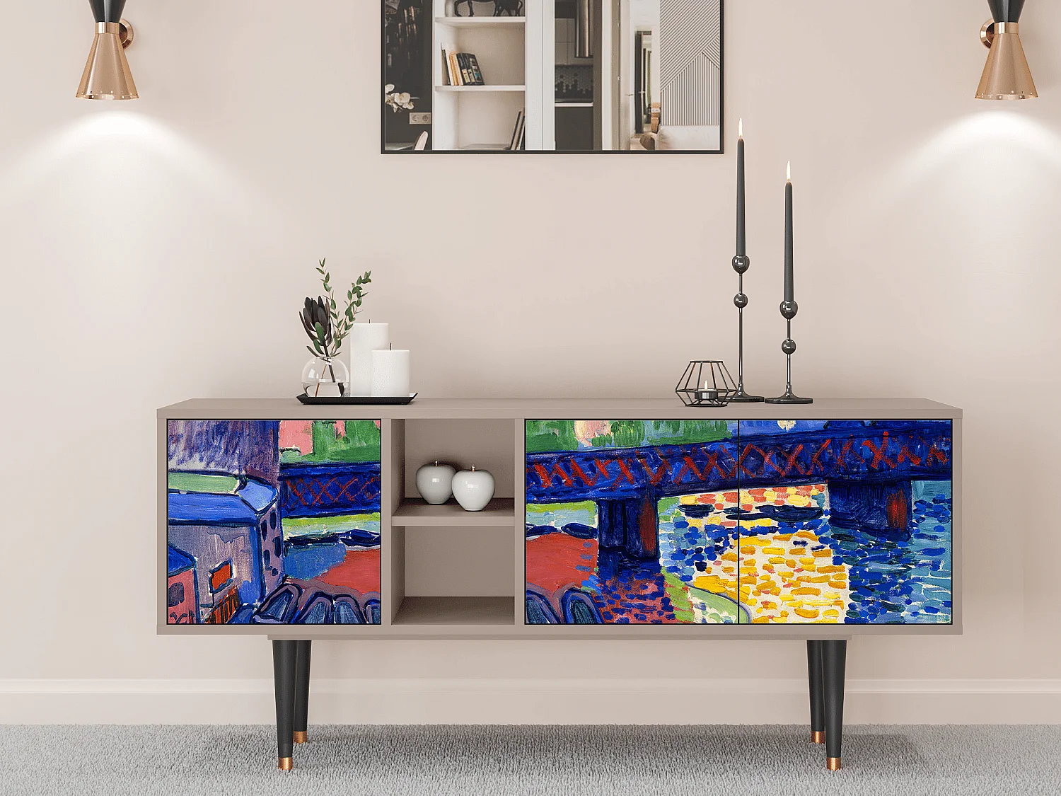 Meuble TV - 150х69х41 cm - T5 - Charing Cross Bridge, Latte