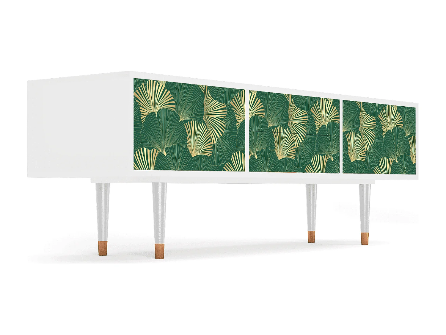 Szafka RTV - 170х59х48 cm - T4 - Gold Ginkgo, Biały