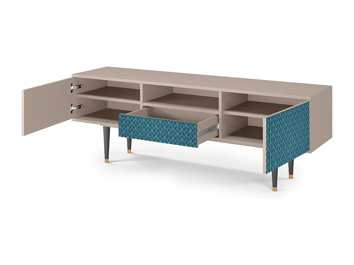 TV-Möbel - 170х59х41 cm - T6 - Turquoise Geometry, Latte