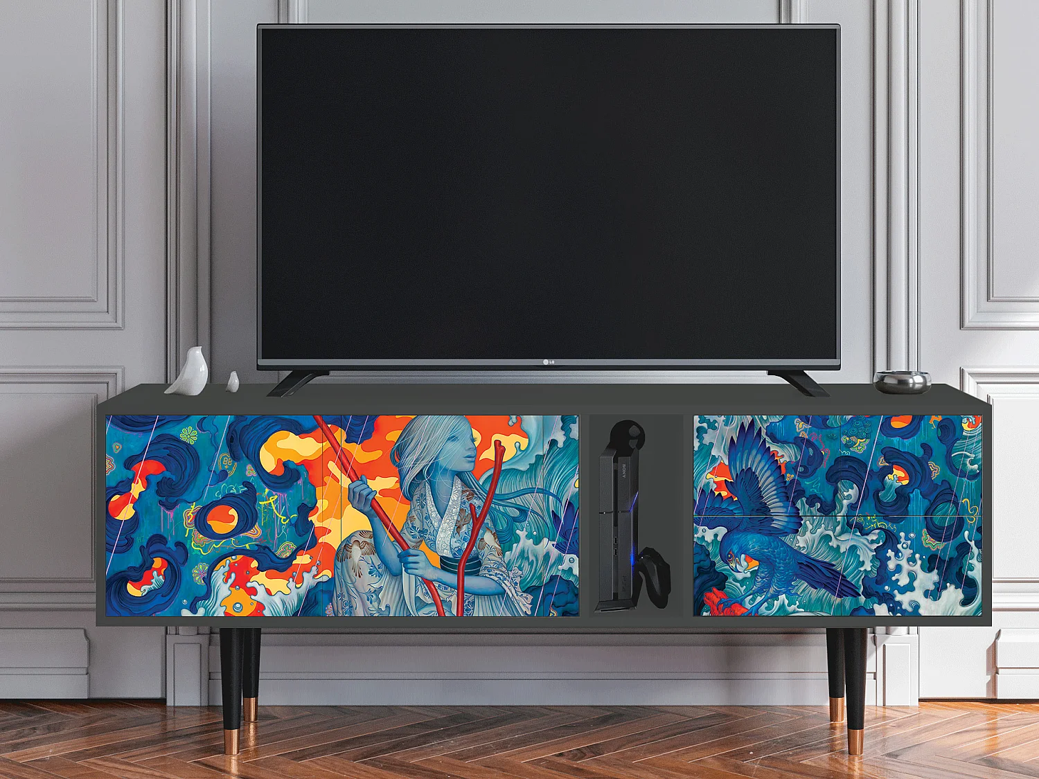 TV-meubel - 170х69х48 cm - T1 - The Girl - James Jean, Antraciet