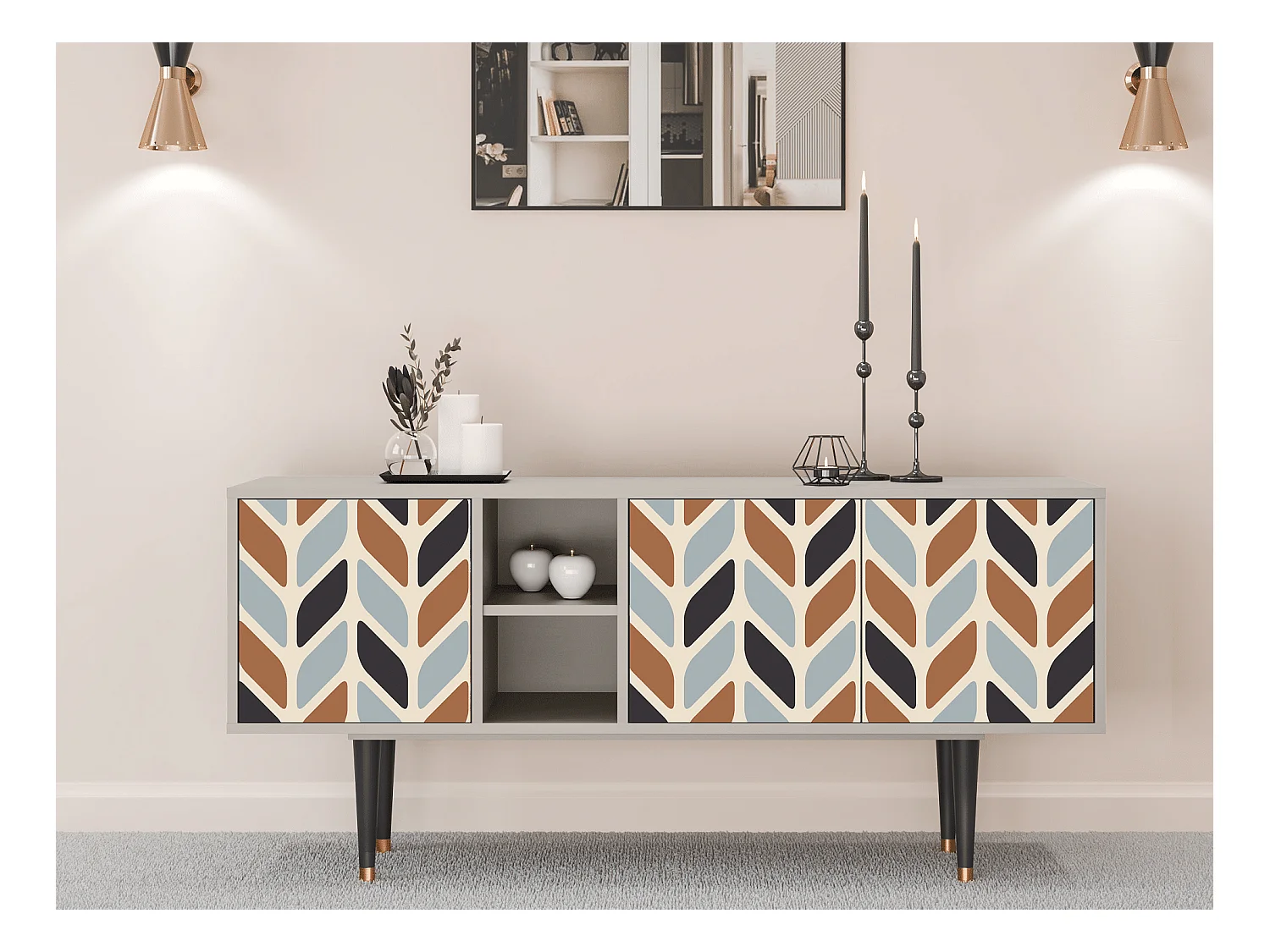 Meuble TV - 150х69х41 cm - T5 - Beige Laure, Sable