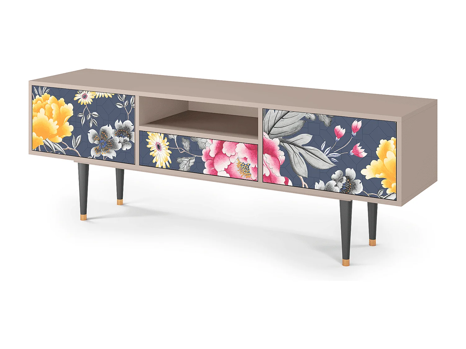 Mueble de TV - 170х59х41 cm - T6 - Dark Flower Bed, Latte