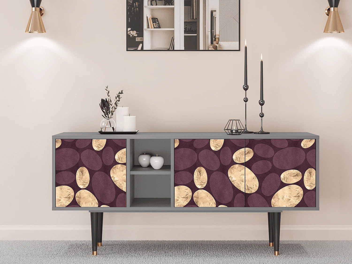 Mueble de TV - 150х69х41 cm - T5 - Fine Wine, Gris