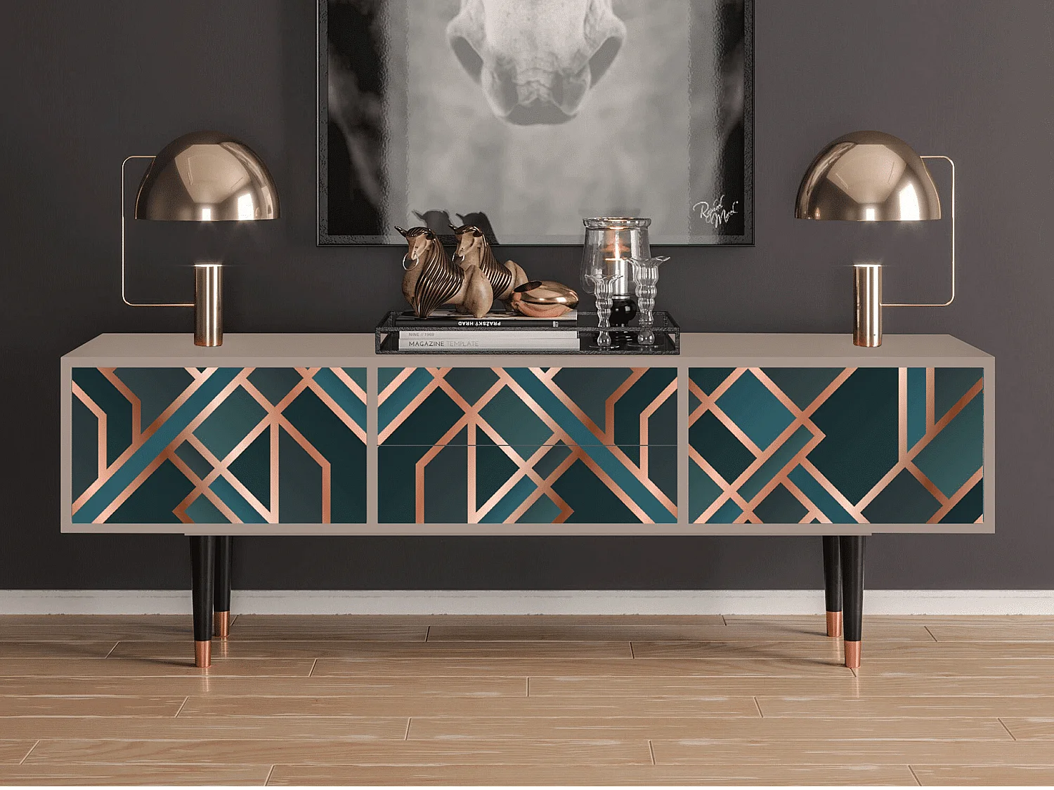 Meuble TV - 170х59х48 cm - T4 - Bronze Crossroad, Latte