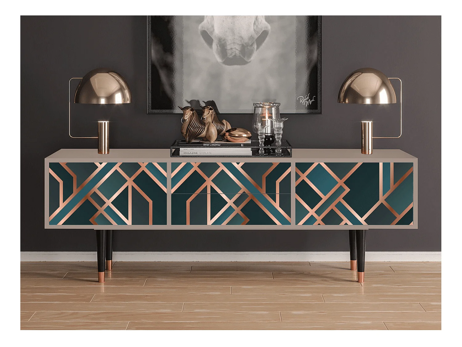Mobile TV - 170х59х48 cm - T4 - Bronze Crossroad, Latte