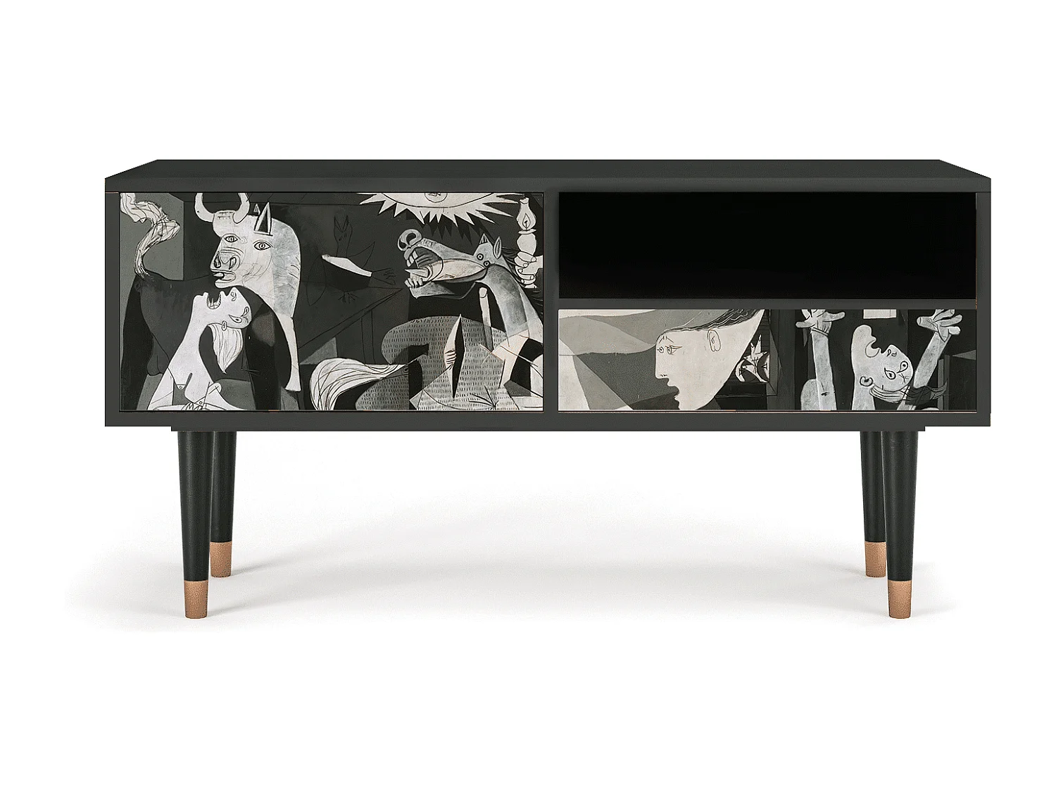 Szafka RTV - 115х59х48 cm - T3 - Guernica by Picasso, Antracyt