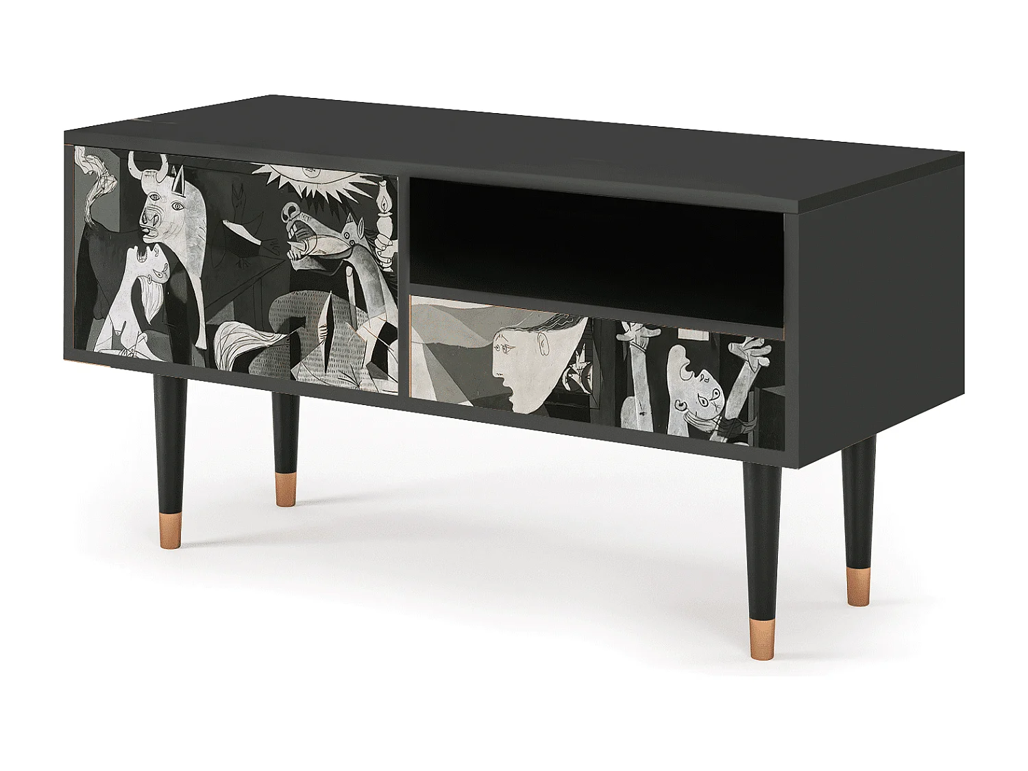 Szafka RTV - 115х59х48 cm - T3 - Guernica by Picasso, Antracyt