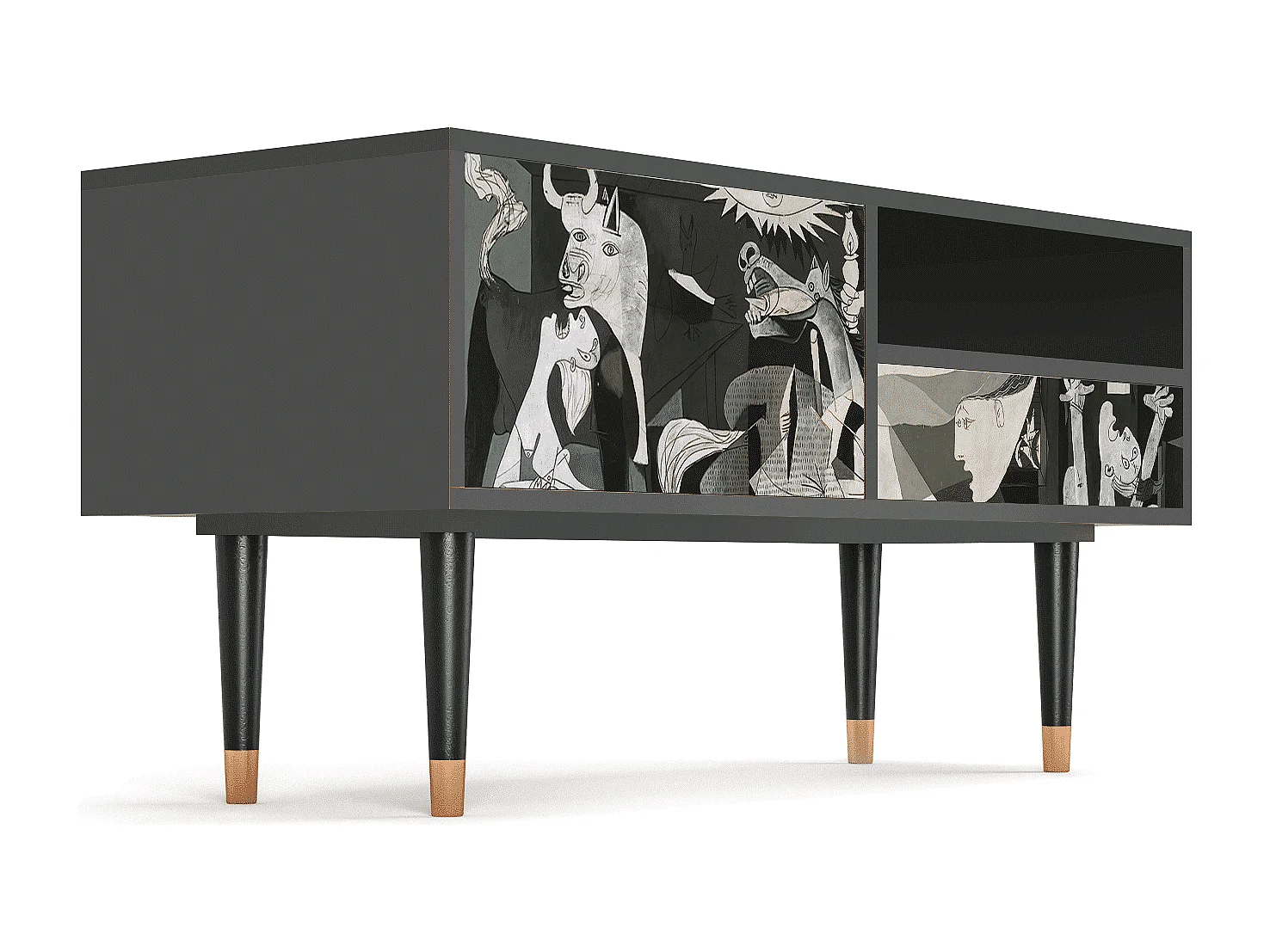 Szafka RTV - 115х59х48 cm - T3 - Guernica by Picasso, Antracyt
