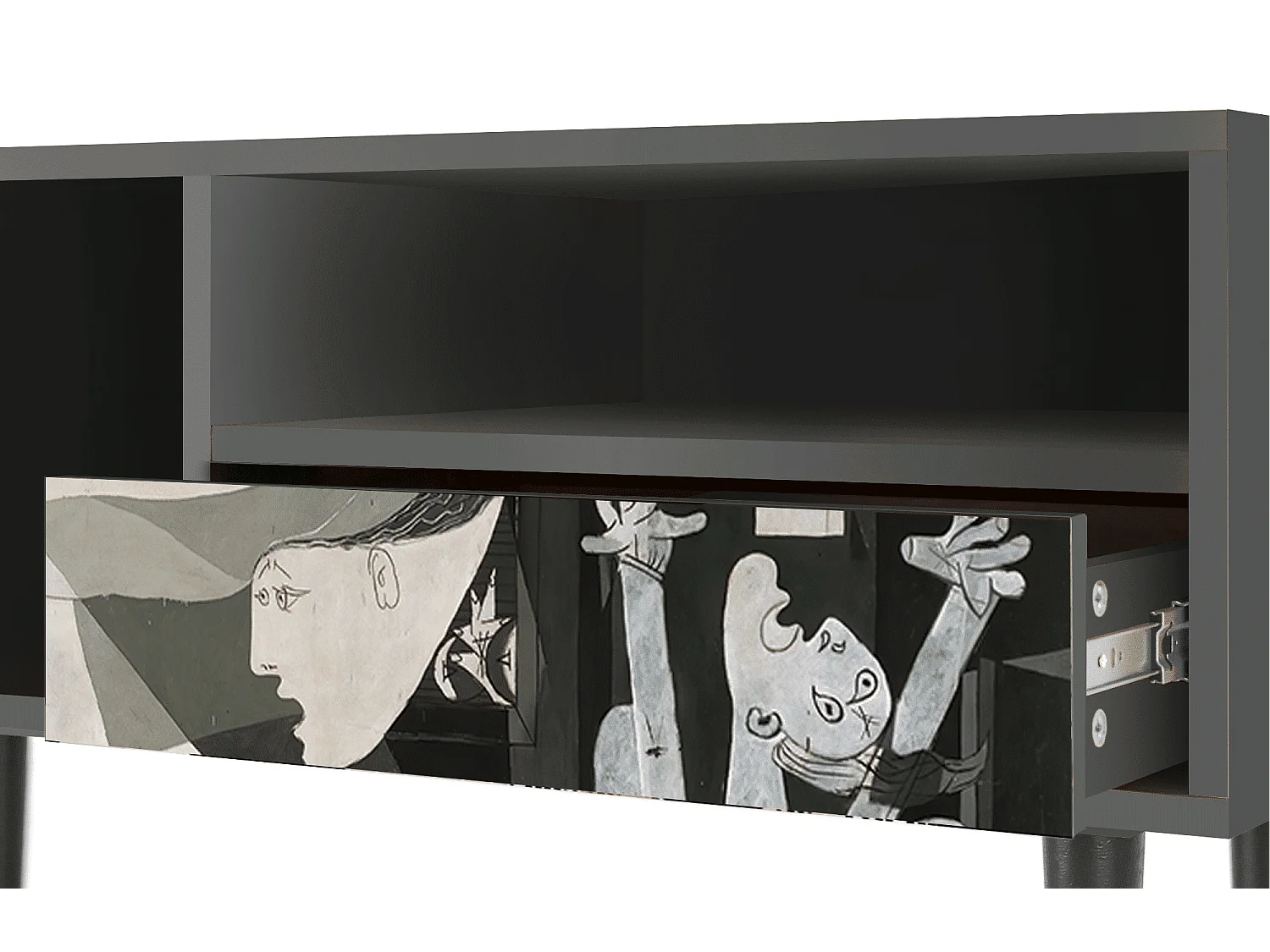 Szafka RTV - 115х59х48 cm - T3 - Guernica by Picasso, Antracyt