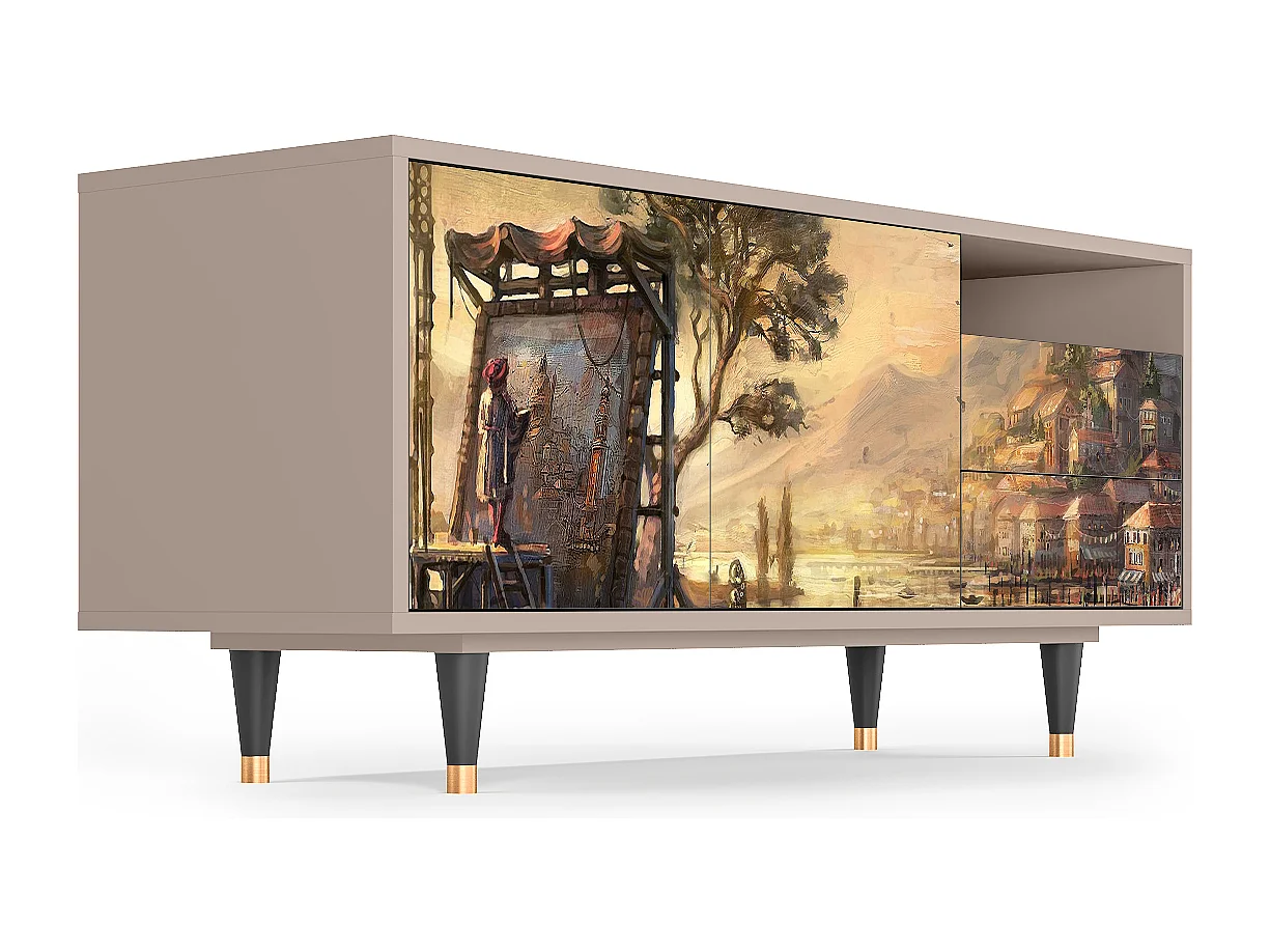 Szafka RTV - 125х56х41 cm - T7 - Venice, Latte