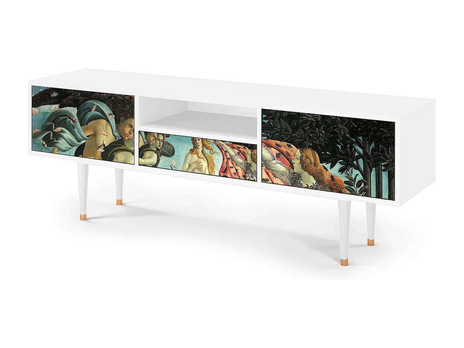 Szafka RTV - 170х59х41 cm - T6 - The Birth of Venus, Biały
