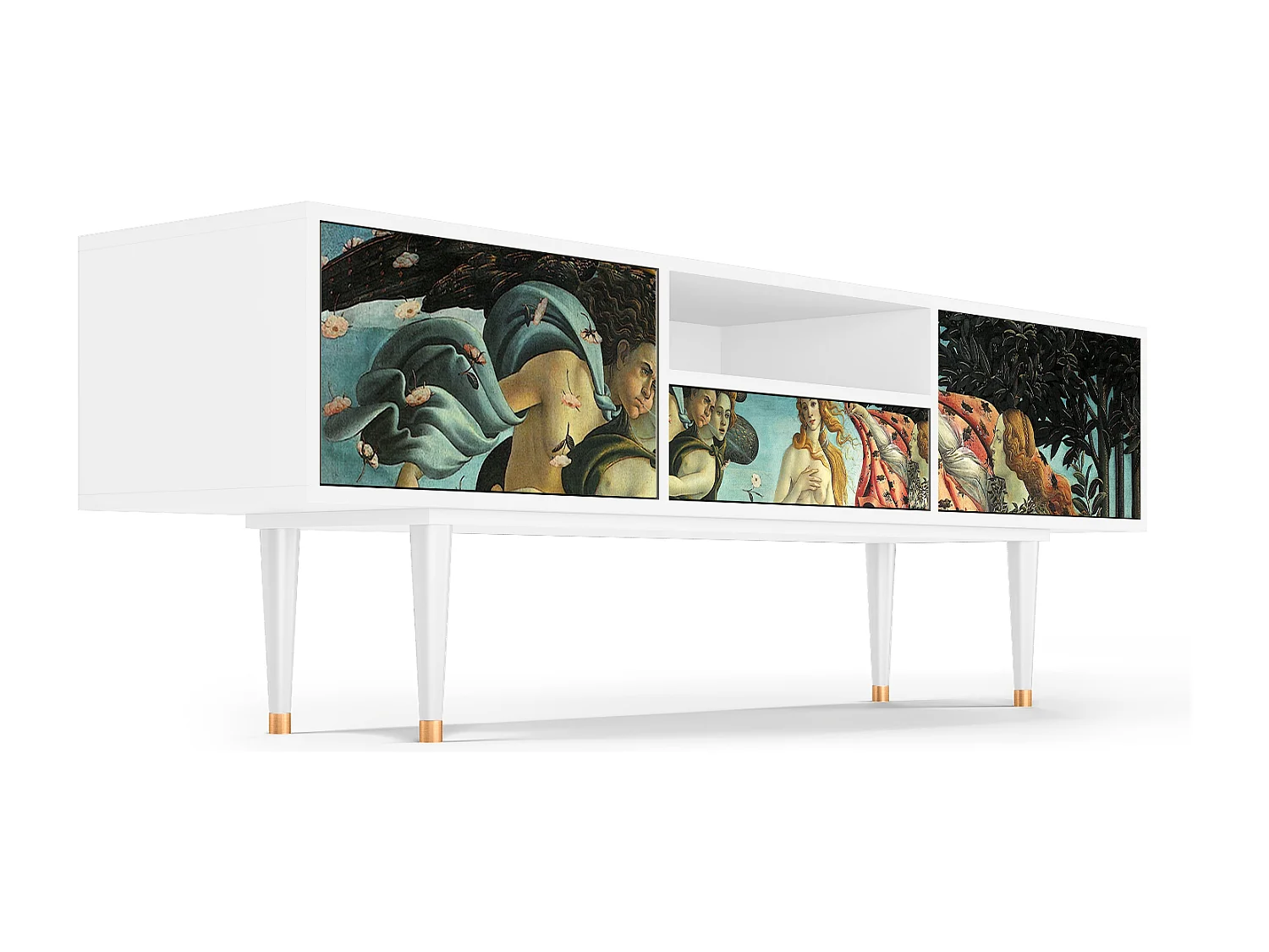 Szafka RTV - 170х59х41 cm - T6 - The Birth of Venus, Biały