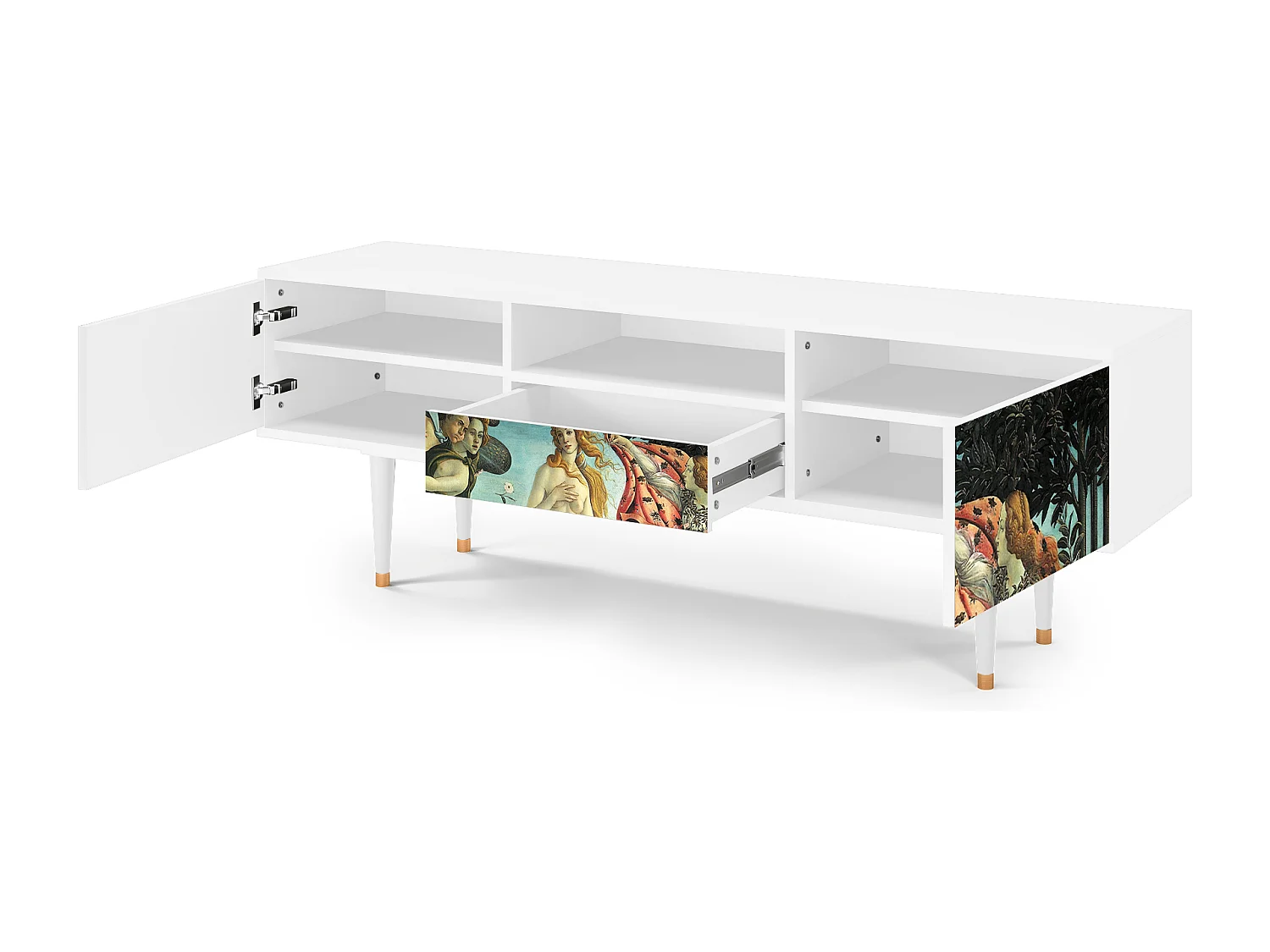Szafka RTV - 170х59х41 cm - T6 - The Birth of Venus, Biały