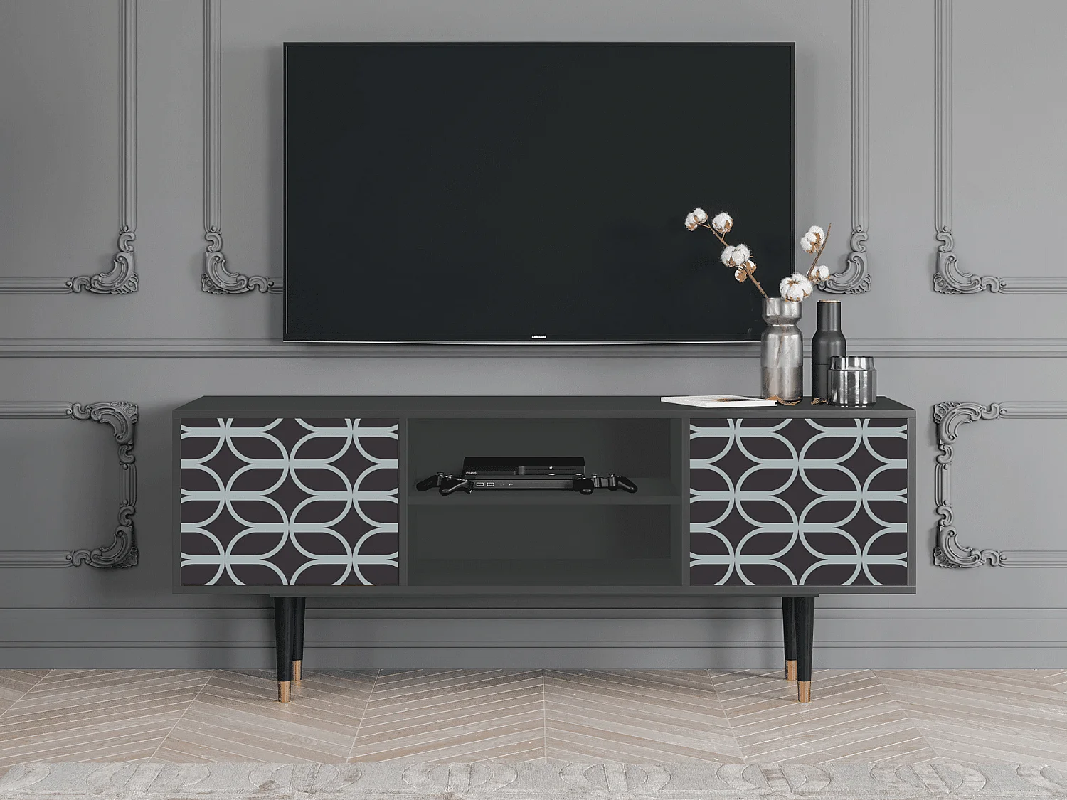 Meuble TV - 170х69х48 cm - T2 - Braided Blue, Anthracite