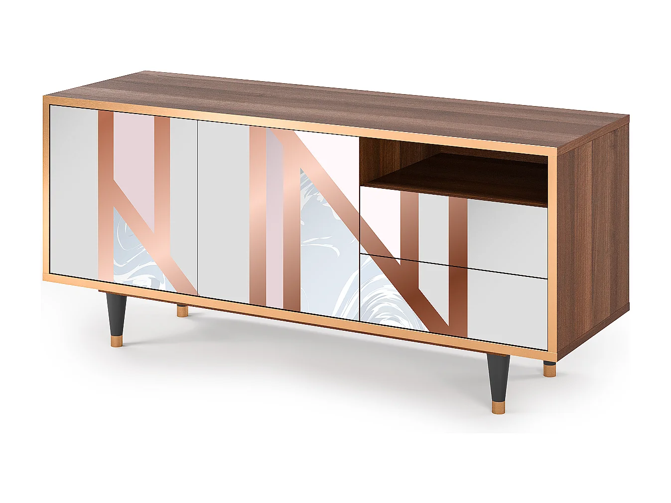 Meuble TV - 125х56х41 cm - T7 - Champagne Story, Noyer