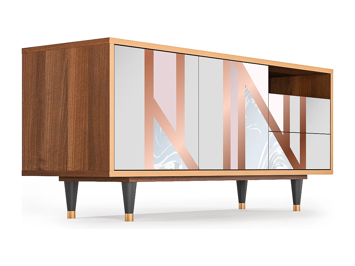 Meuble TV - 125х56х41 cm - T7 - Champagne Story, Noyer