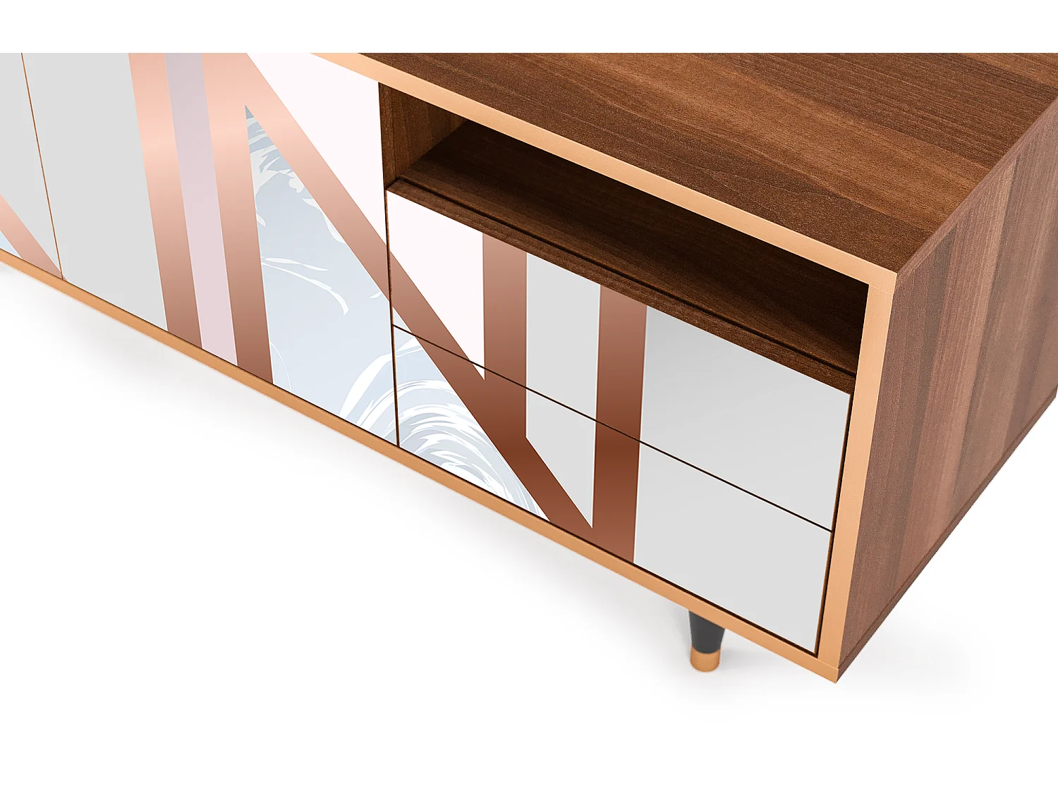 Mueble de TV - 125х56х41 cm - T7 - Champagne Story, Nogal