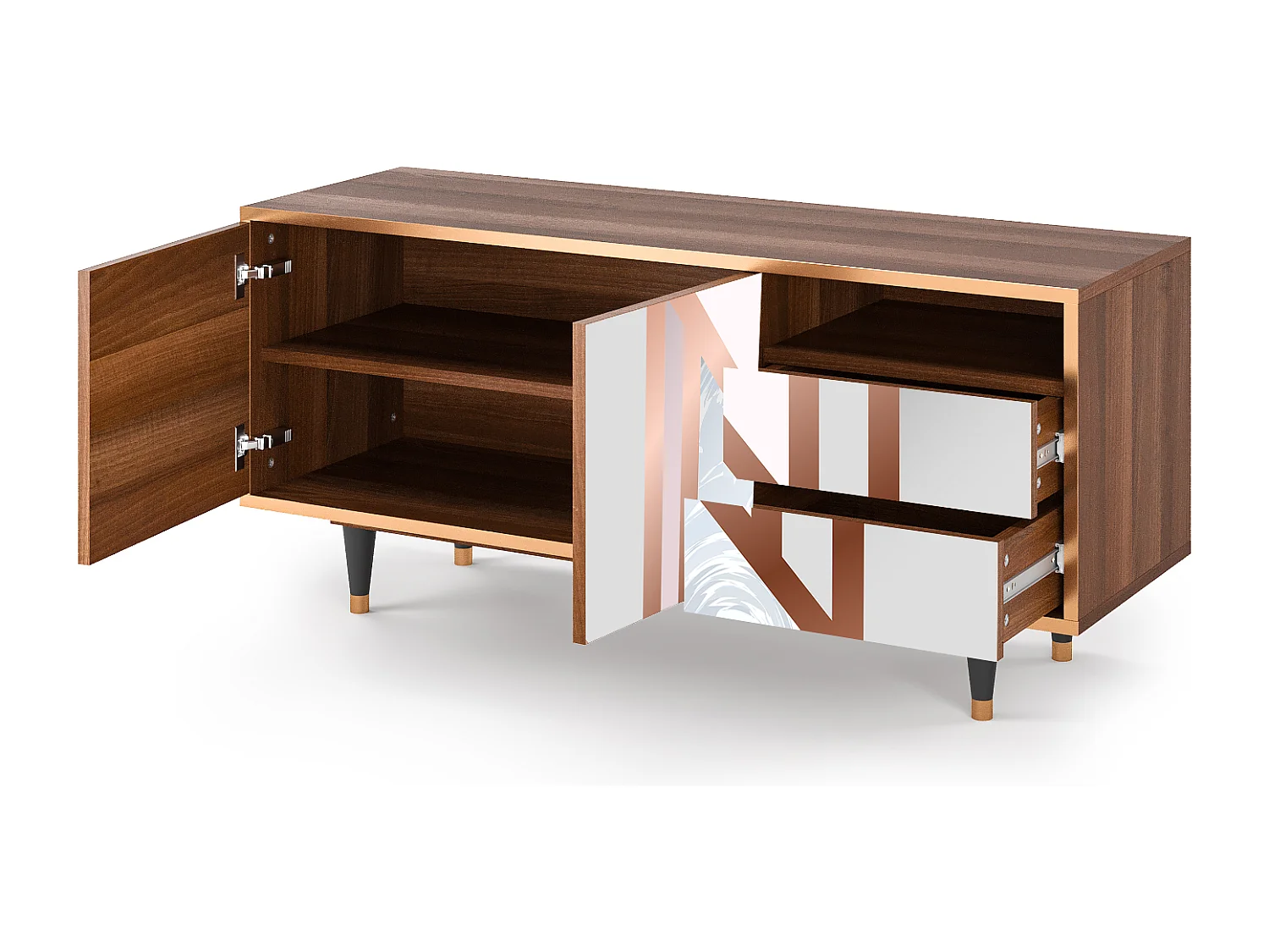 Mueble de TV - 125х56х41 cm - T7 - Champagne Story, Nogal