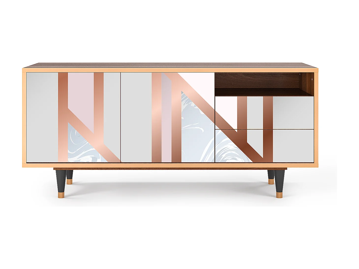 Meuble TV - 125х56х41 cm - T7 - Champagne Story, Noyer