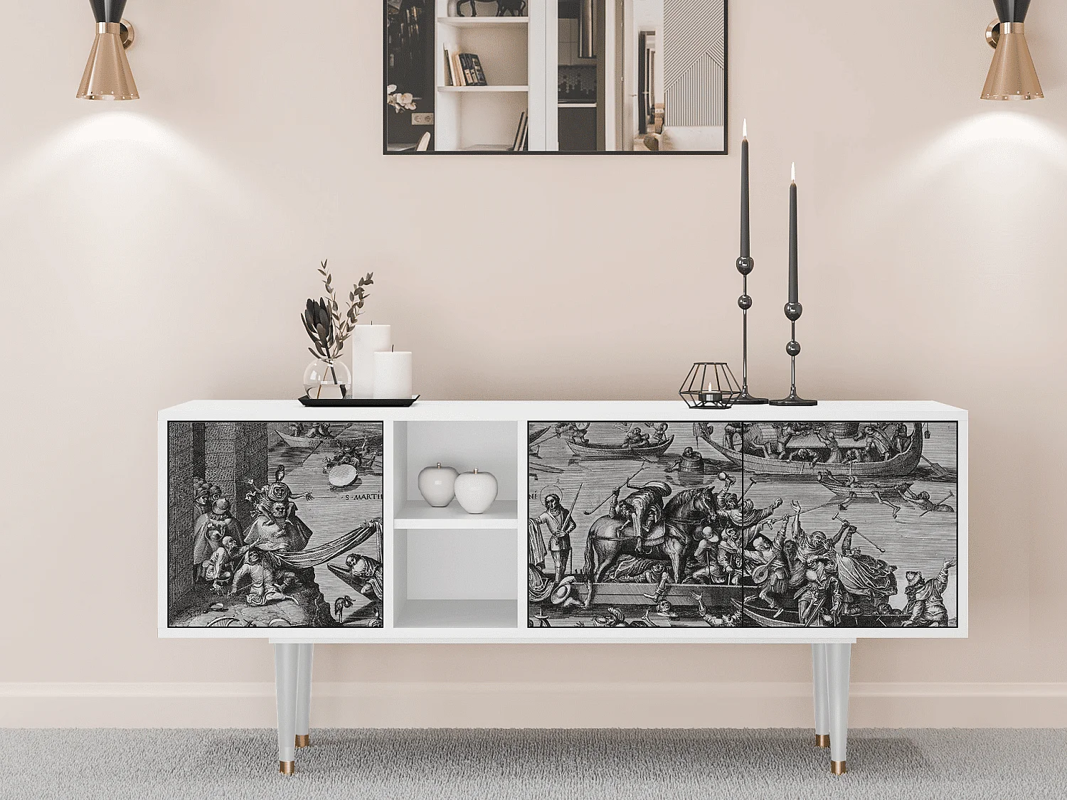 Mueble de TV - 150х69х41 cm - T5 - Saint Martin, Branco