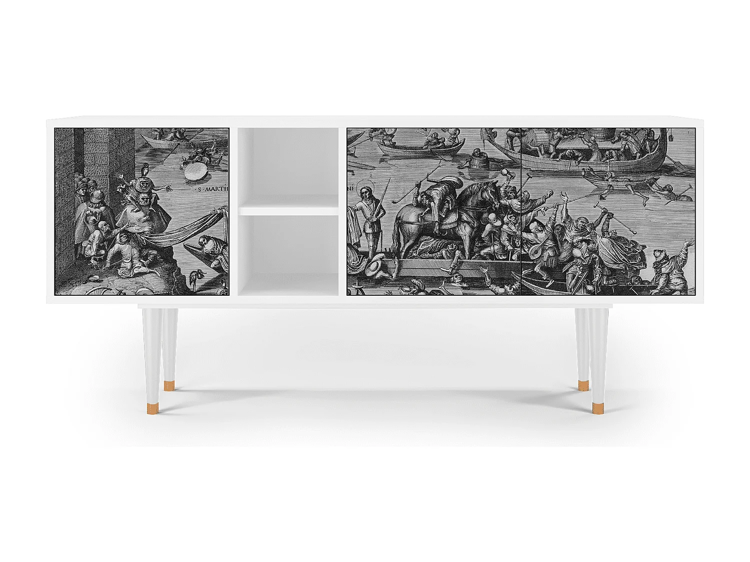 Mueble de TV - 150х69х41 cm - T5 - Saint Martin, Branco