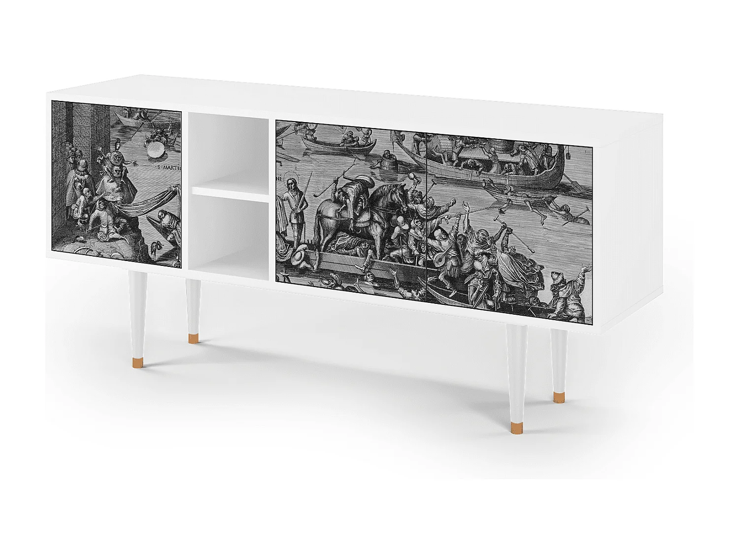 Mueble de TV - 150х69х41 cm - T5 - Saint Martin, Branco