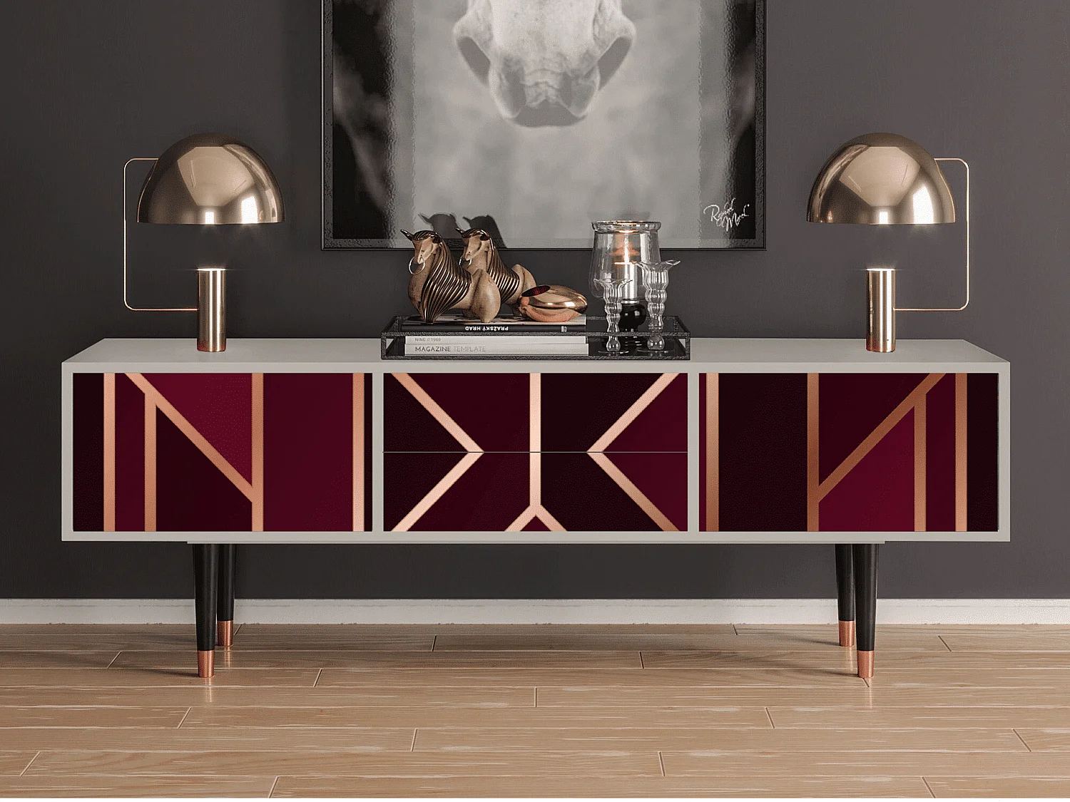 Mobile TV - 170х59х48 cm - T4 - Burgundy Jewelery, Sabbia