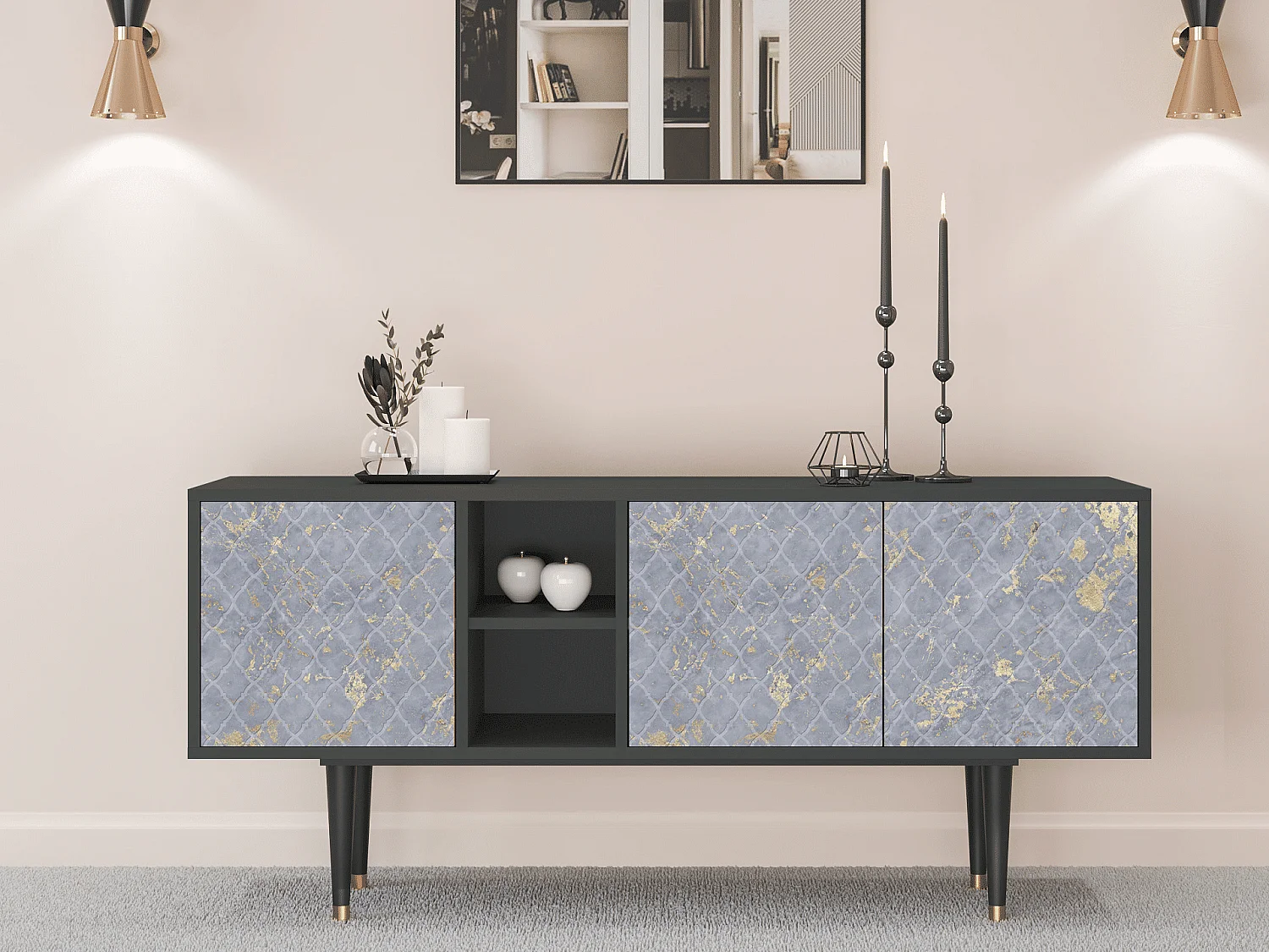 Meuble TV - 150х69х41 cm - T5 - Golden Smoke, Anthracite