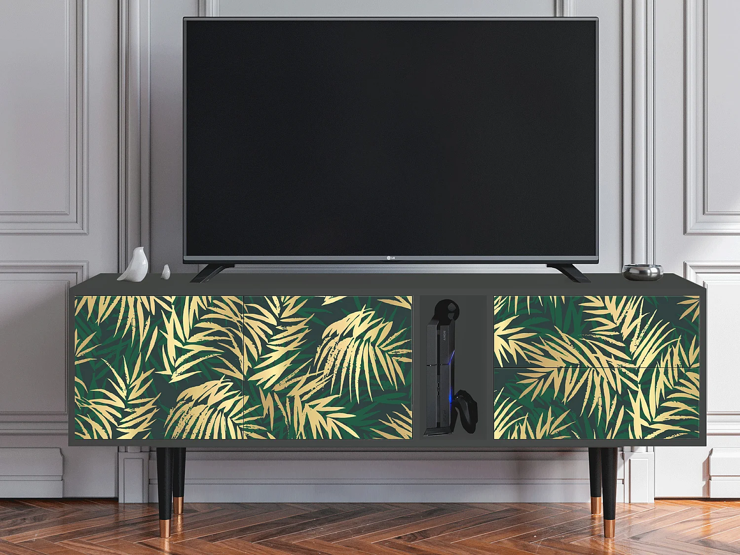 Mueble de TV - 170х69х48 cm - T1 - Sunny Palm Tree, Antracita