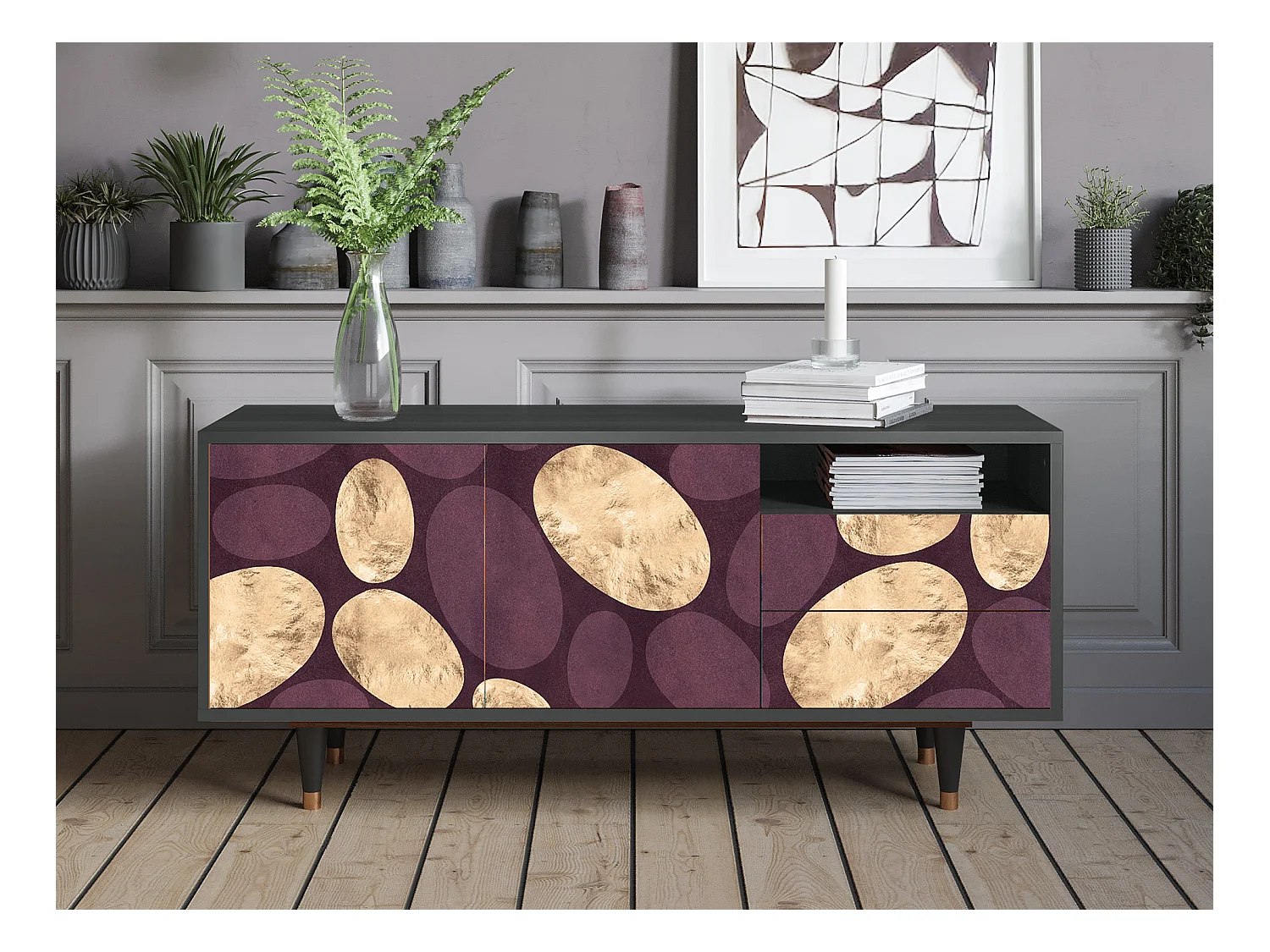 Meuble TV - 125х56х41 cm - T7 - Fine Wine, Anthracite