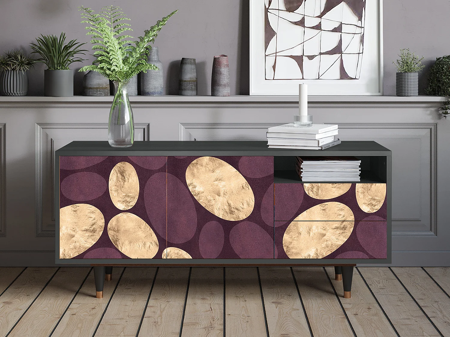 Mueble de TV - 125х56х41 cm - T7 - Fine Wine, Antracita