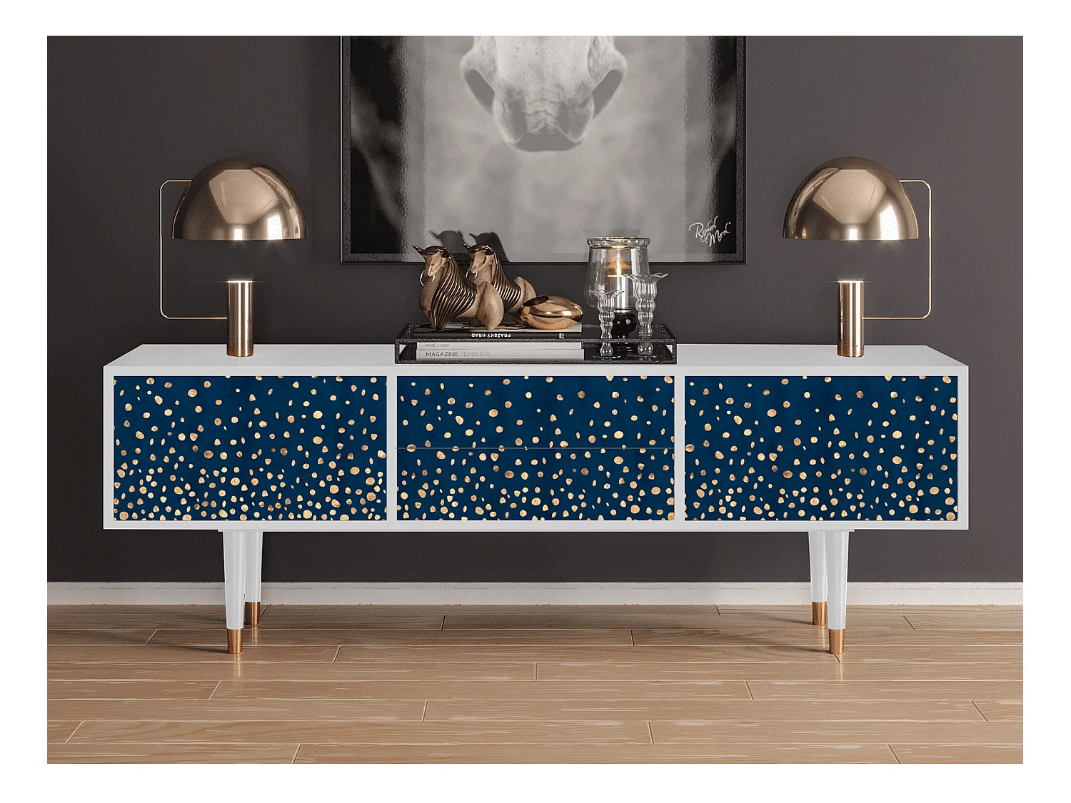 Meuble TV - 170х59х48 cm - T4 - Night Skies, Blanc
