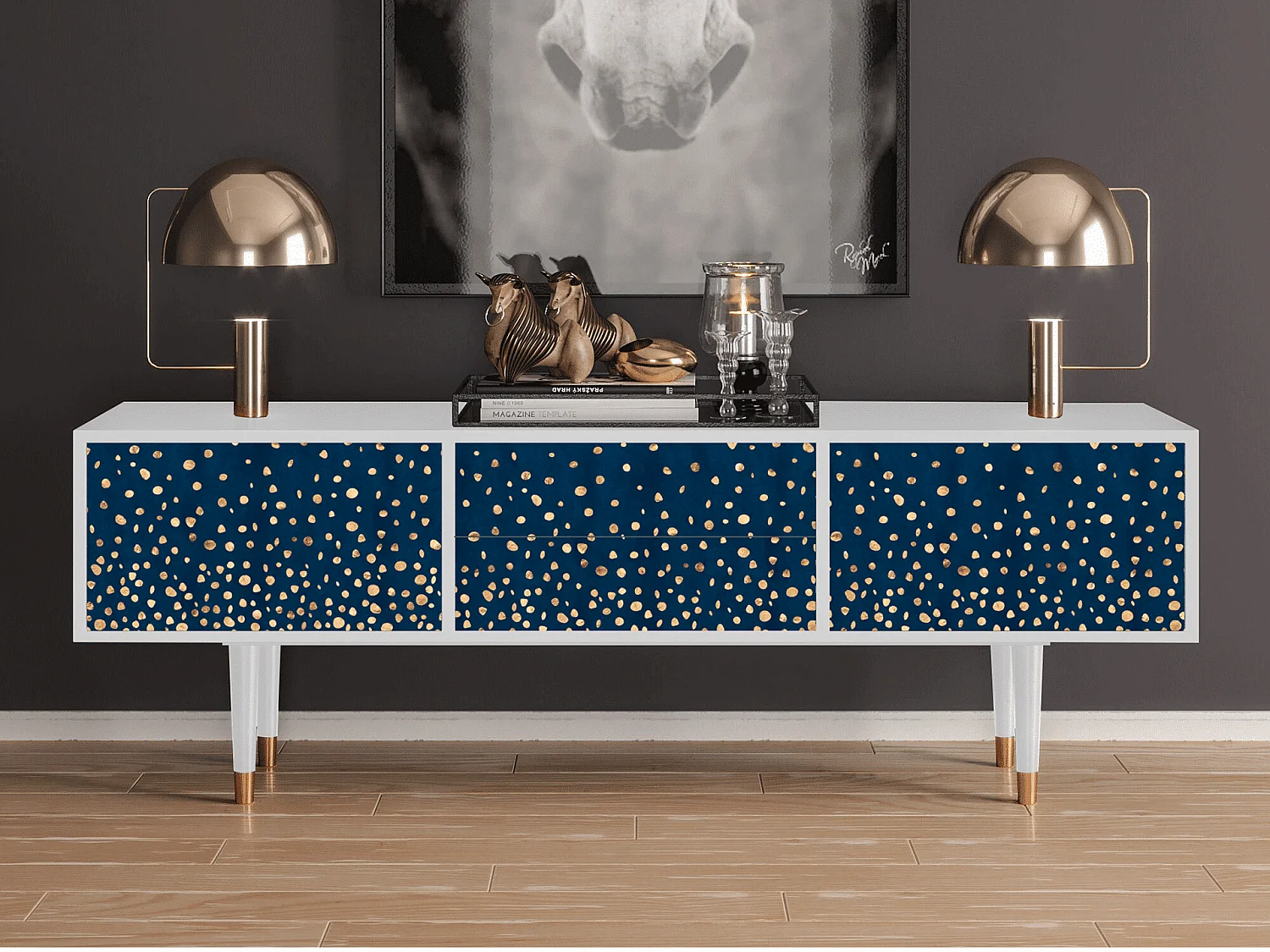 Mueble de TV - 170х59х48 cm - T4 - Night Skies, Blanco