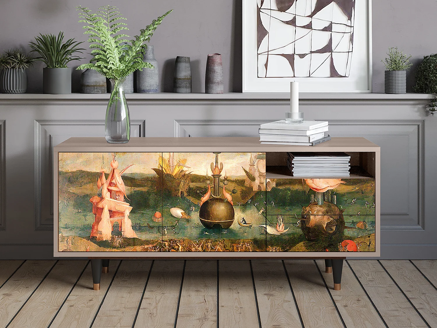 Meuble TV - 125х56х41 cm - T7 - Garden of Delights , Latte