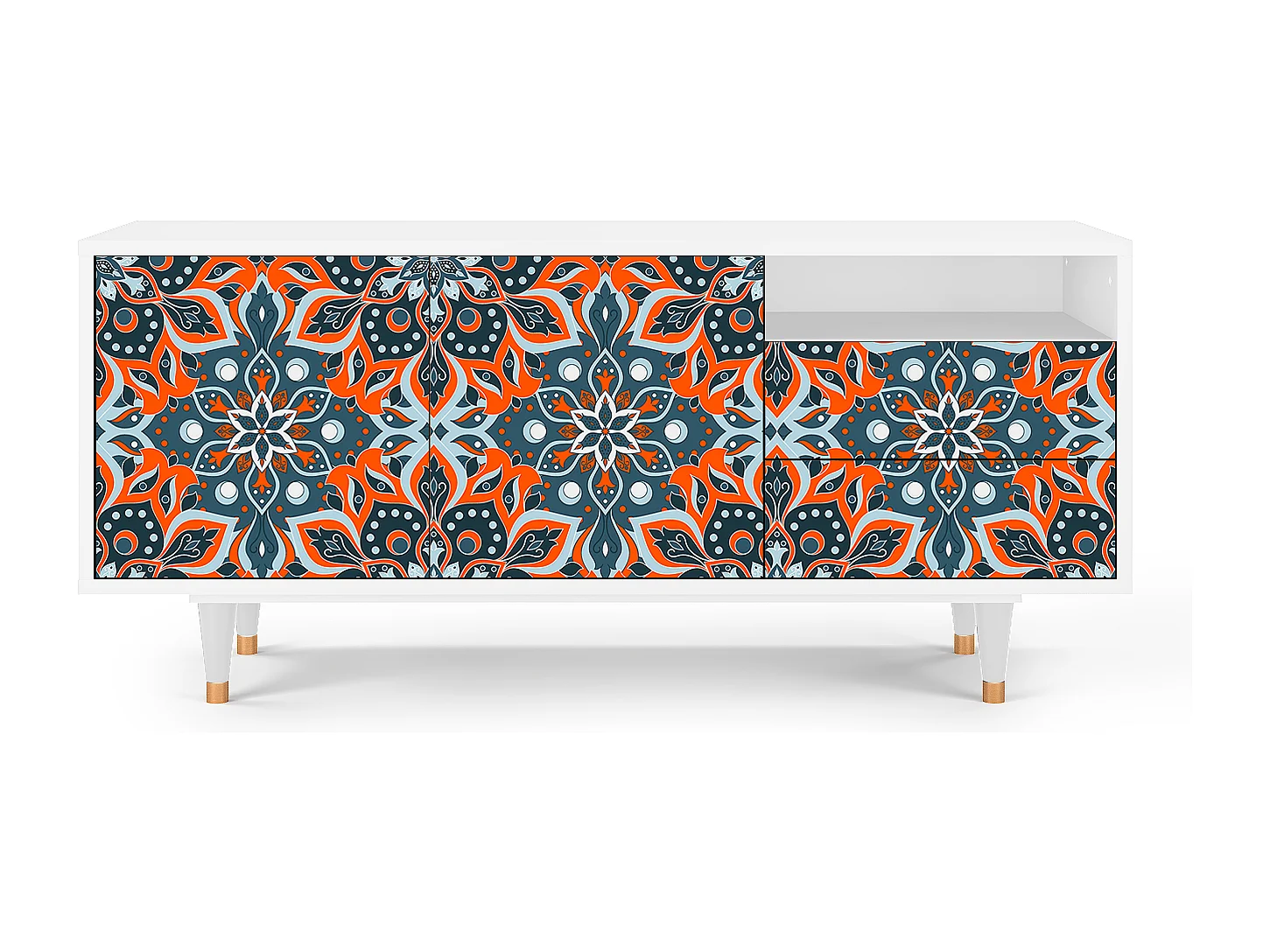 Mueble de TV - 125х56х41 cm - T7 - Fire Beetle, Blanco