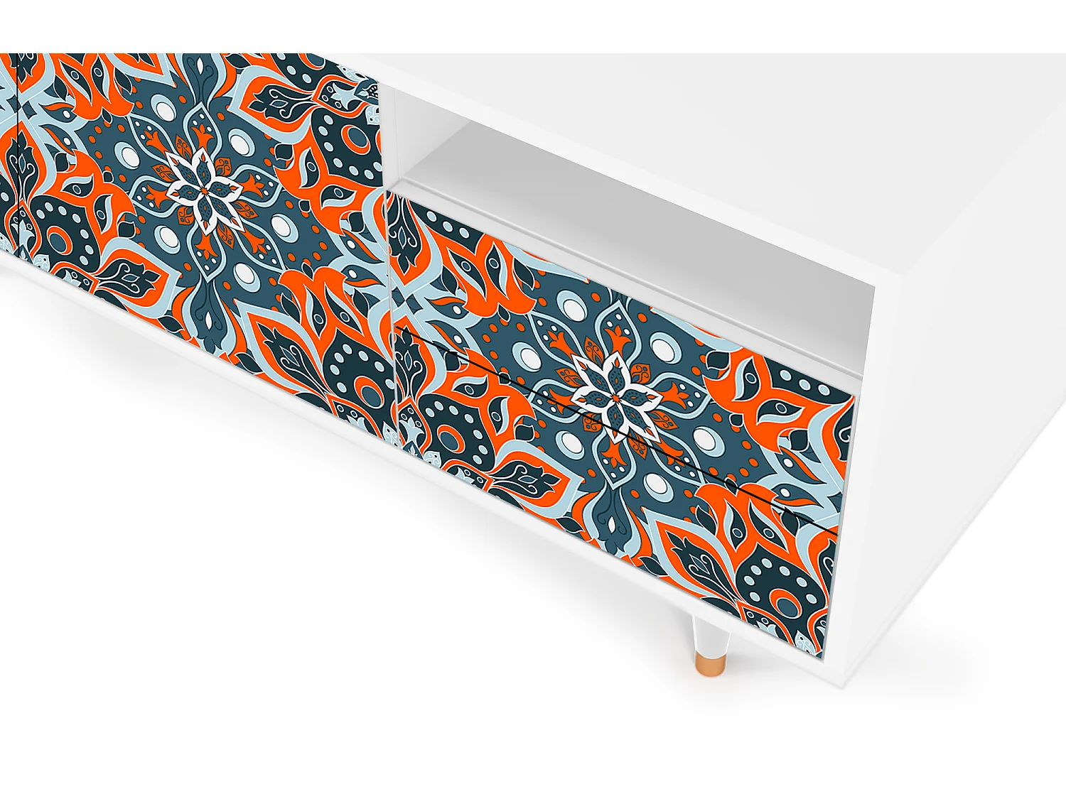 Mueble de TV - 125х56х41 cm - T7 - Fire Beetle, Blanco