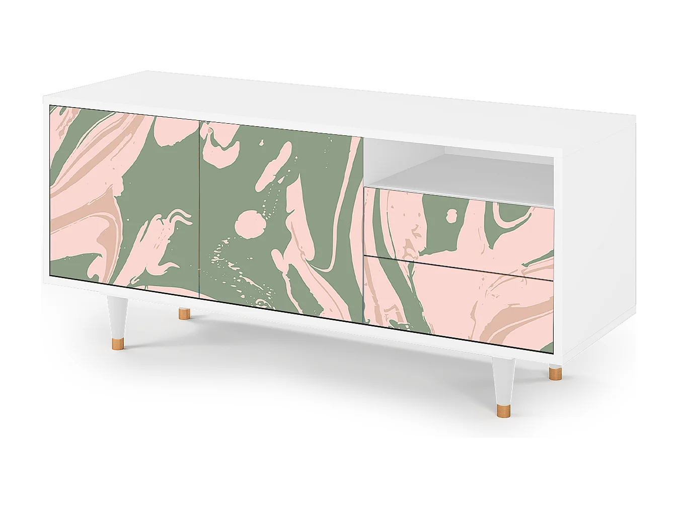 Mueble de TV - 125х56х41 cm - T7 - Aquarelle, Blanco