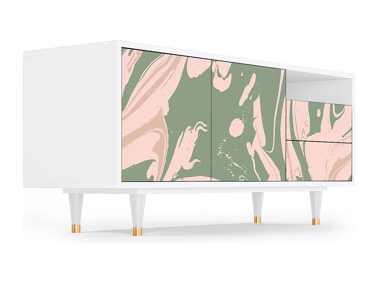 Mueble de TV - 125х56х41 cm - T7 - Aquarelle, Blanco