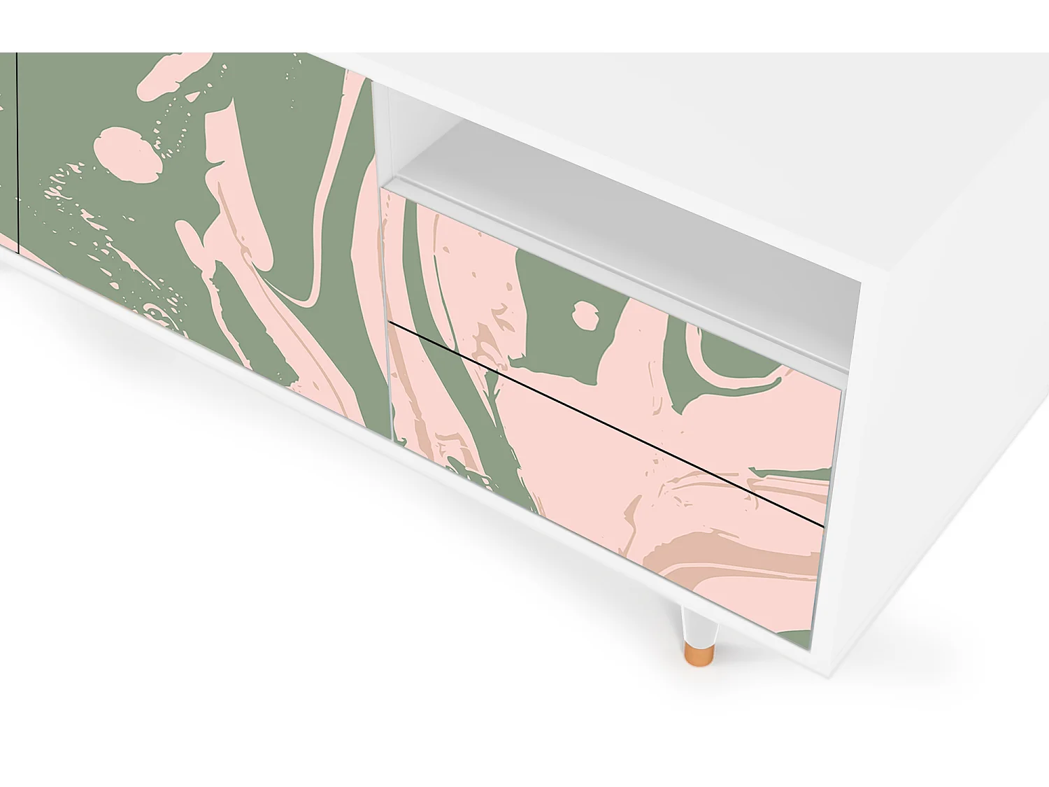 Mueble de TV - 125х56х41 cm - T7 - Aquarelle, Blanco