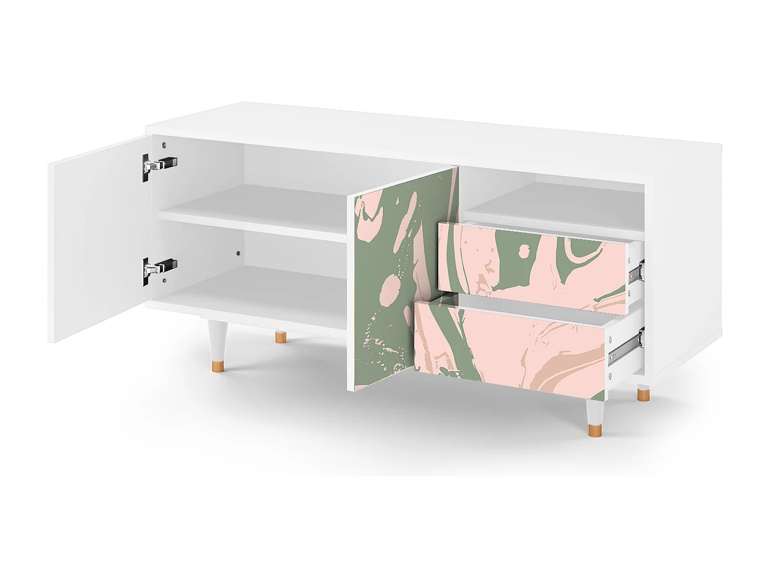 Mueble de TV - 125х56х41 cm - T7 - Aquarelle, Blanco