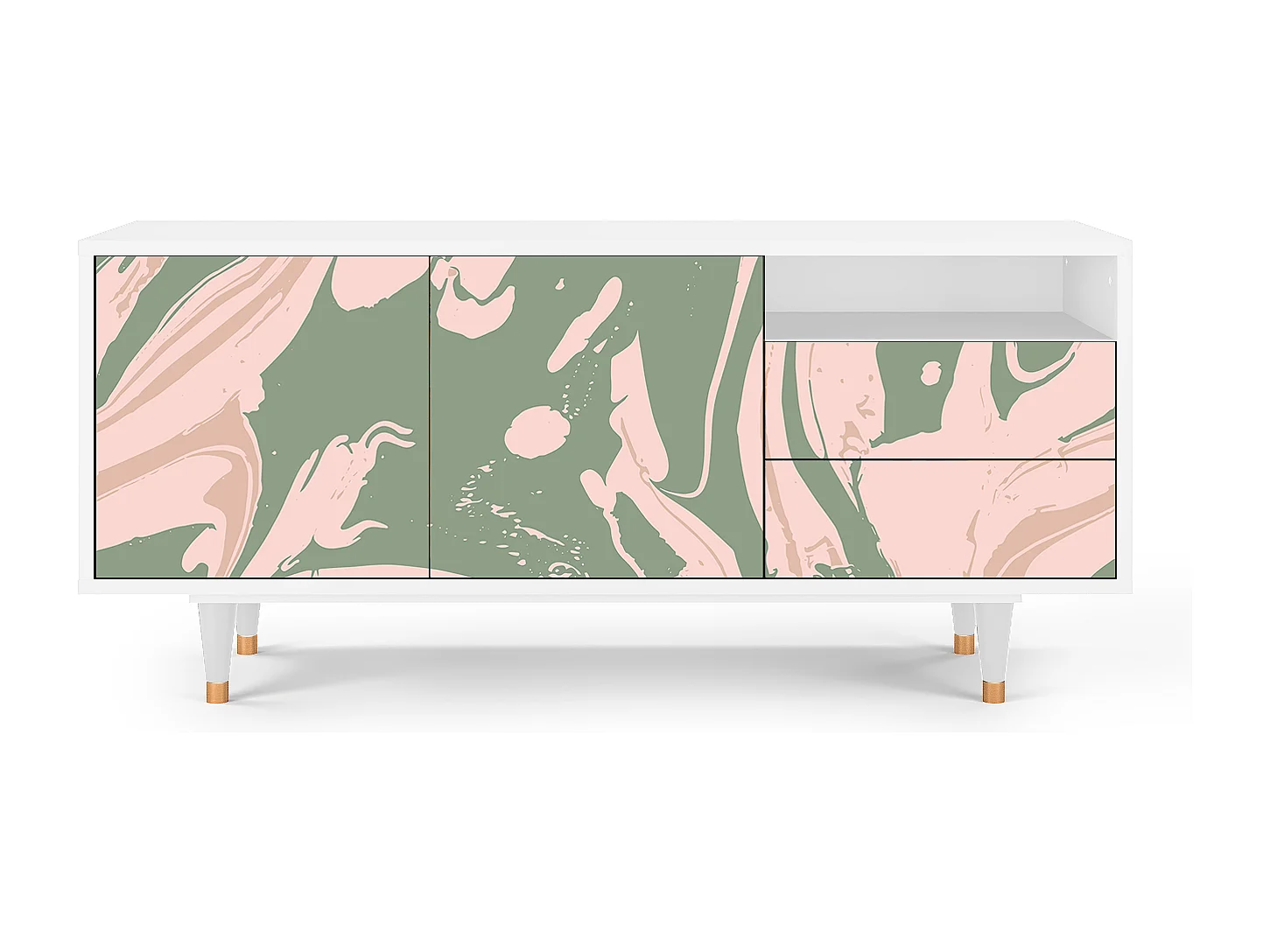 Szafka RTV - 125х56х41 cm - T7 - Aquarelle, Biały