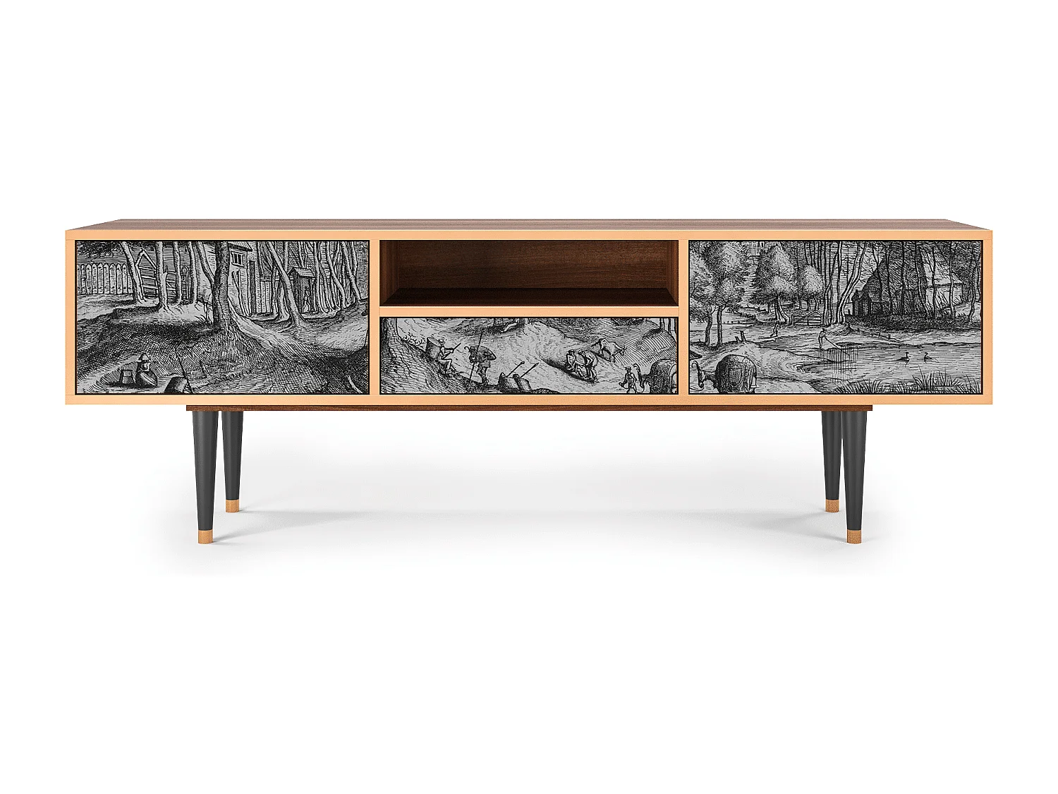 Mobile TV - 170х59х41 cm - T6 - Rusticorum, Noce