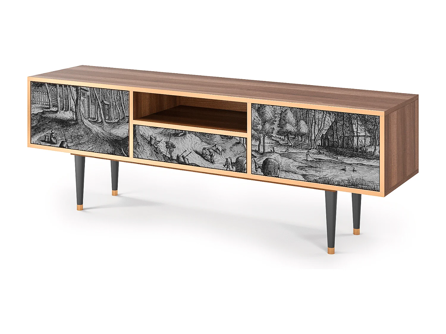 Mobile TV - 170х59х41 cm - T6 - Rusticorum, Noce