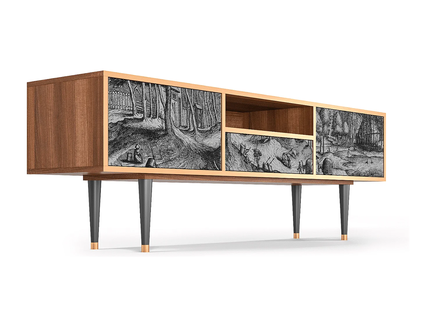 Mobile TV - 170х59х41 cm - T6 - Rusticorum, Noce