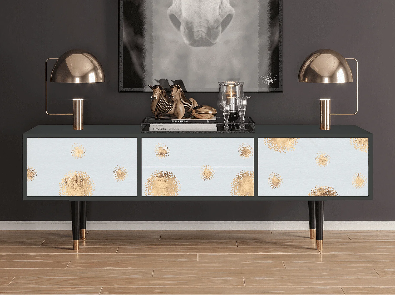 Mueble de TV - 170х59х48 cm - T4 - Sky Latte, Antracite